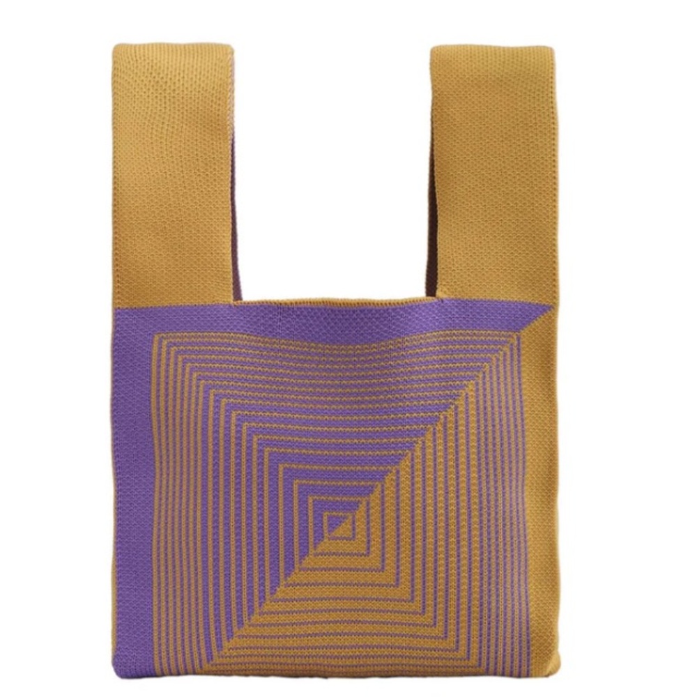 Nollia Mini Purple & Mustard Illusion tote Bag NWT